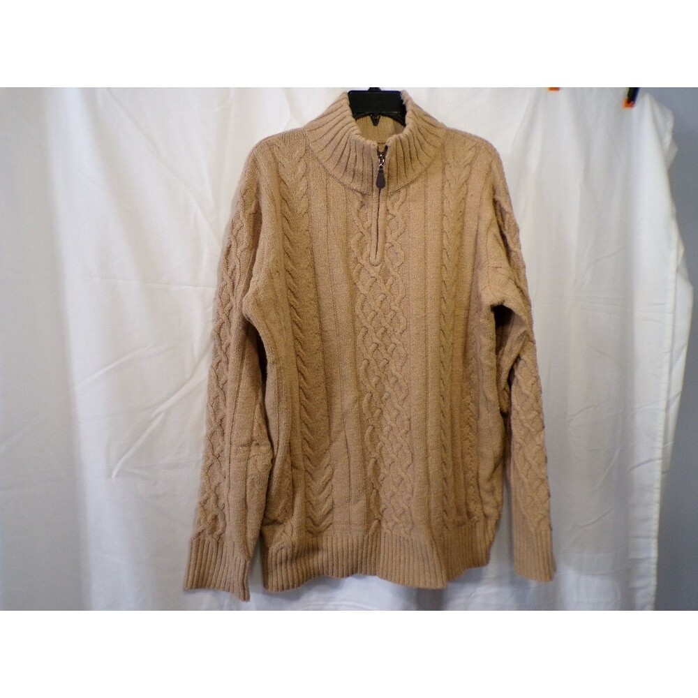 MSML25230502 Cable Knit 1/4 Zip Sweater XL Beige Men's Mock Neck Knit